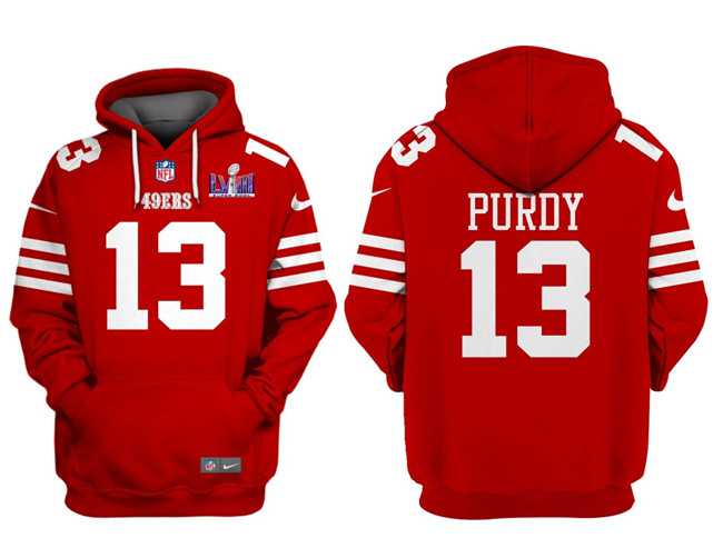Men's San Francisco 49ers #13 Brock Purdy Red Super Bowl LVIII Alternate Pullover Hoodie,We sell and wholesale Men's San Francisco 49ers #13 Brock Purdy Red Super Bowl LVIII Alternate Pullover Hoodie on line form chian!